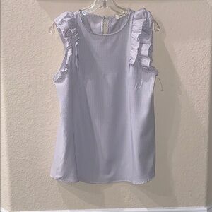 Hailey & Co. Striped Ruffle Sleeve Top - Blue & White Stripe Size S